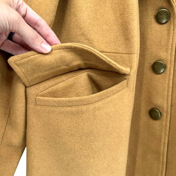 Roaman’s Women's Plus Camel Tan Wool Blend Long Winter Overcoat Coat - Picture 5 of 9